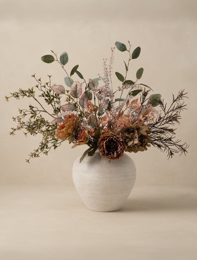 Faux Arrangement - Orange Peony & Autumn Spray
