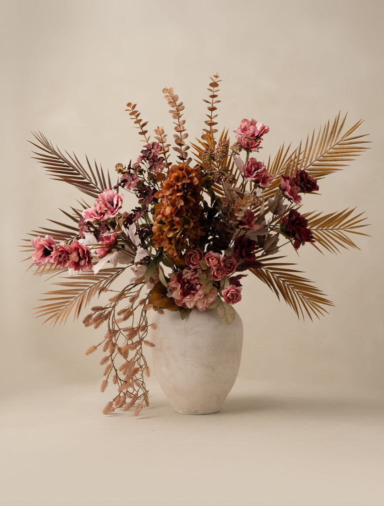 Faux Arrangement - Palm Leaf & Cone Hydrangea