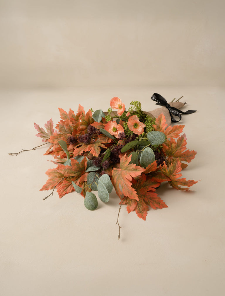 Faux Arrangement - Maple Leaf & Orange Poppy