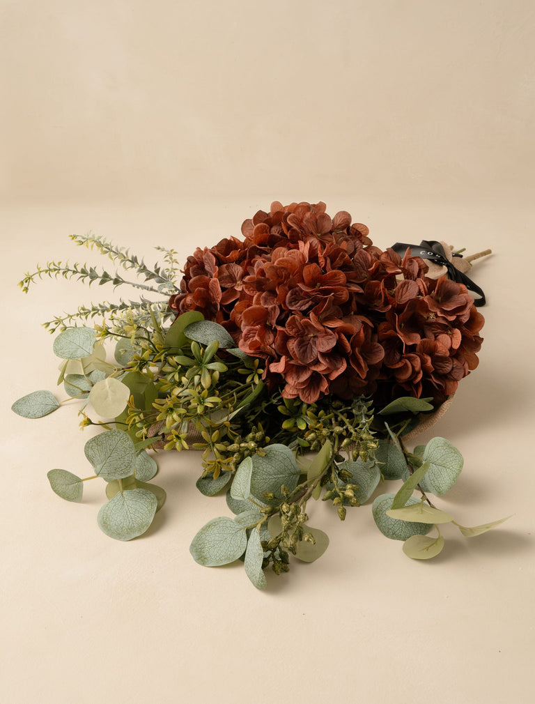 Faux Arrangement - Eucalyptus & Cinnamon Hydrangea