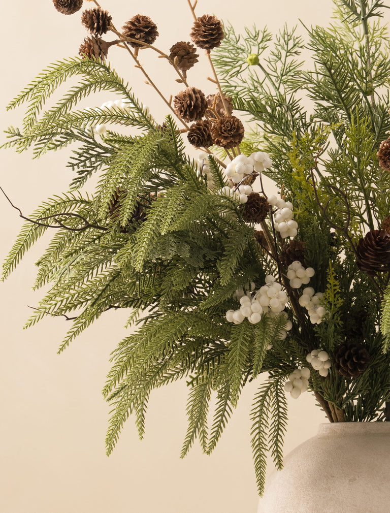 Faux Arrangement - White Berry & Pine Cone