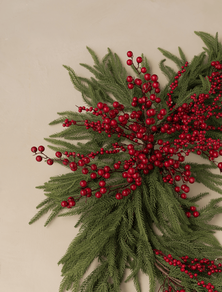 Faux Red Berry & Norfolk Garland 180cm / 70 inches
