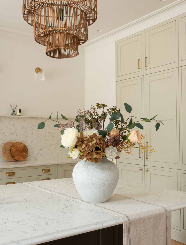 Faux Arrangement - Green Eucalyptus & Burgundy Spray