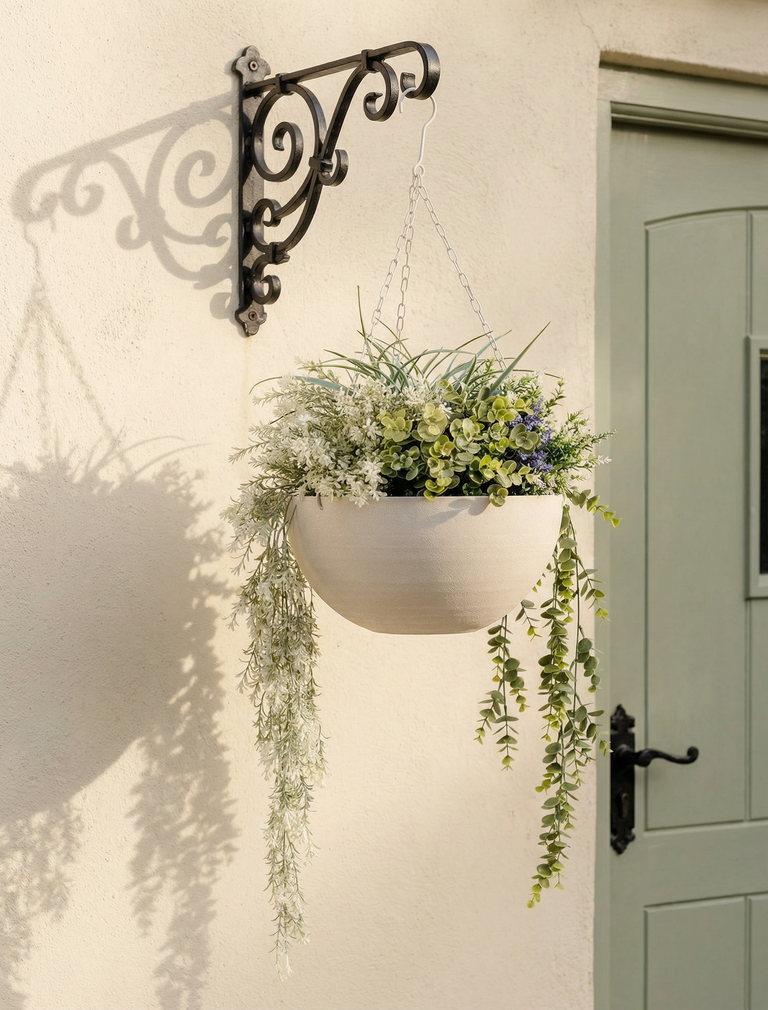 Hangmand voor buiten met bloemen - groen en paars