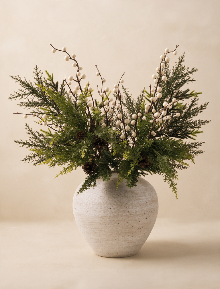 Faux Arrangement - Winter Fern & White Berry