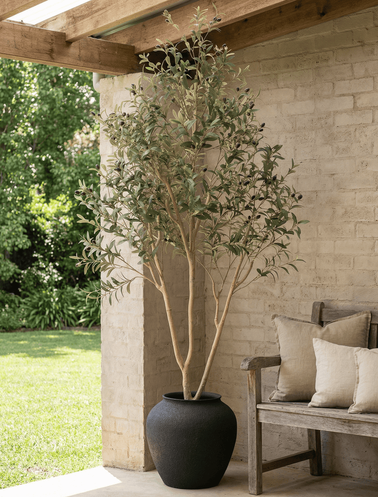 Künstlicher mediterraner Olivenbaum für den Außenbereich (für drinnen oder draußen) 200 cm / 6 ft 7 in