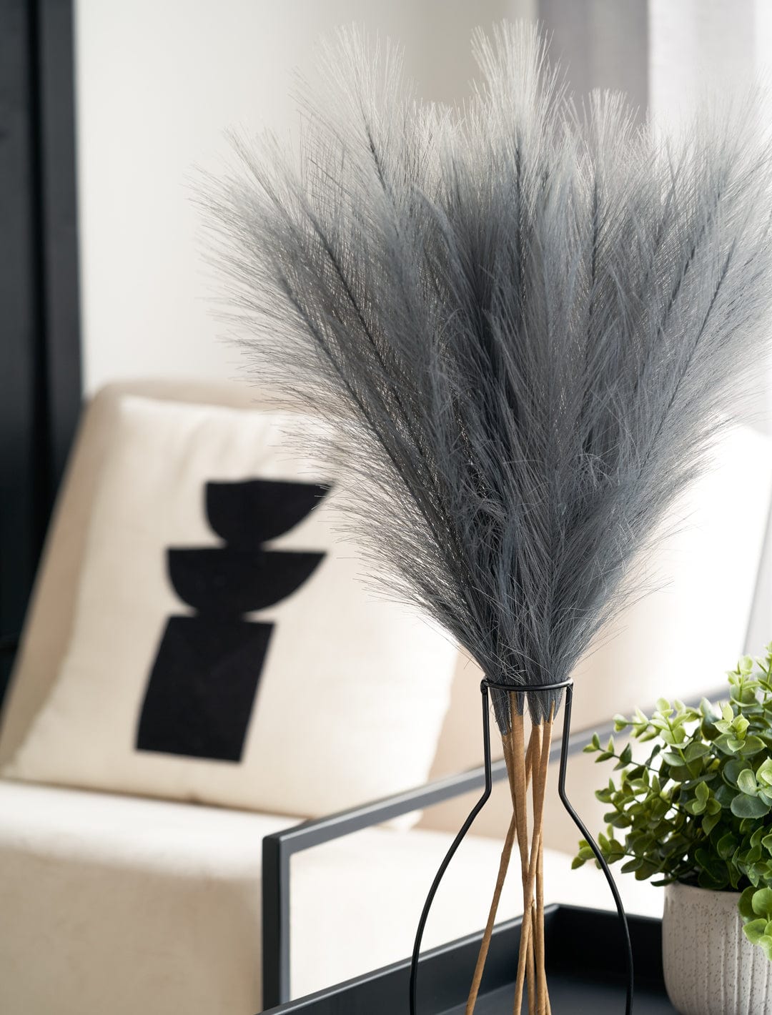 Faux Pampas Grass Grey 5 Stems