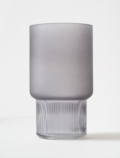 Frosted Ribbed Glass Vase - Grey