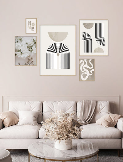 5 Print Gallery Wall - 'Abstract Lines'