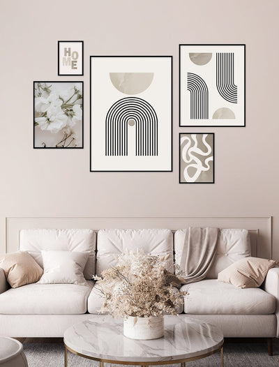 5 Print Gallery Wall - 'Abstract Lines'