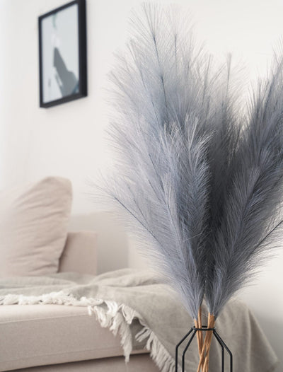 Tall Faux Pampas Grass - Light Slate Grey - contempee