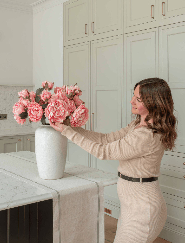 Kunstblumenarrangement Pfingstrose – Rosa (6 Stiele)