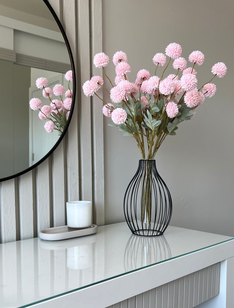 Faux Kiku Blume - Rosa (10 Stiele / 50 Köpfe)