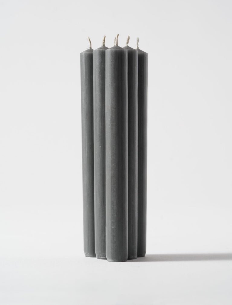 Tischkerze 8" - Grau (6er Set)