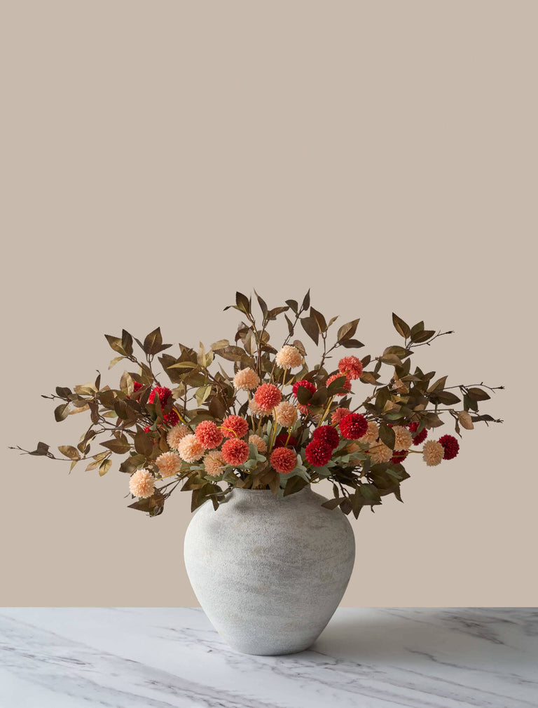 Faux-Arrangement - Assorted Kiku & Green Leaf Spray