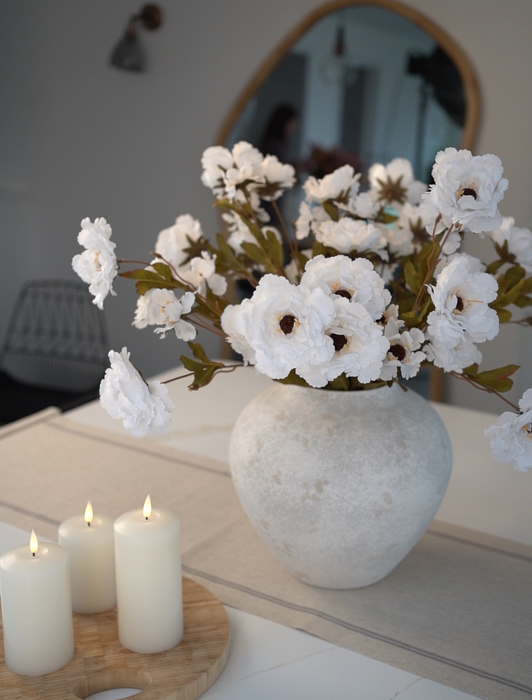 Faux Moutan Pfingstrose - Weiß (8 Stiele / 46 Pfingstrosen)