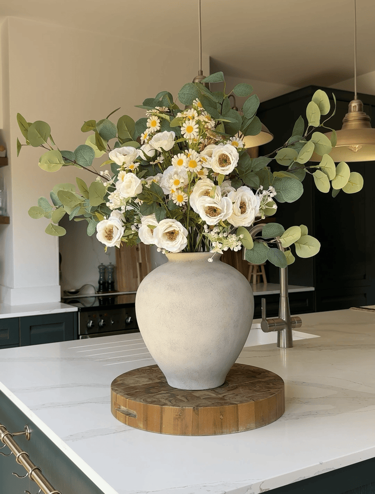 Faux-Arrangement - Eukalyptus & Weiße Kamille