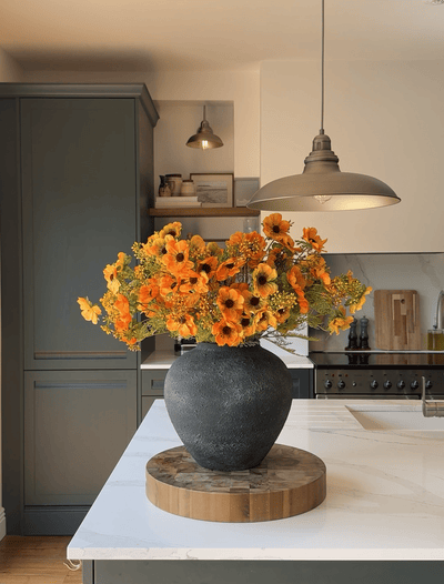 Kunstmohn-Arrangement - Sonnenaufgang (12 Stiele / 60 Mohnköpfe)