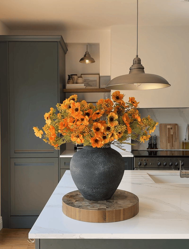Kunstmohn-Arrangement - Sonnenaufgang (12 Stiele / 60 Mohnköpfe)