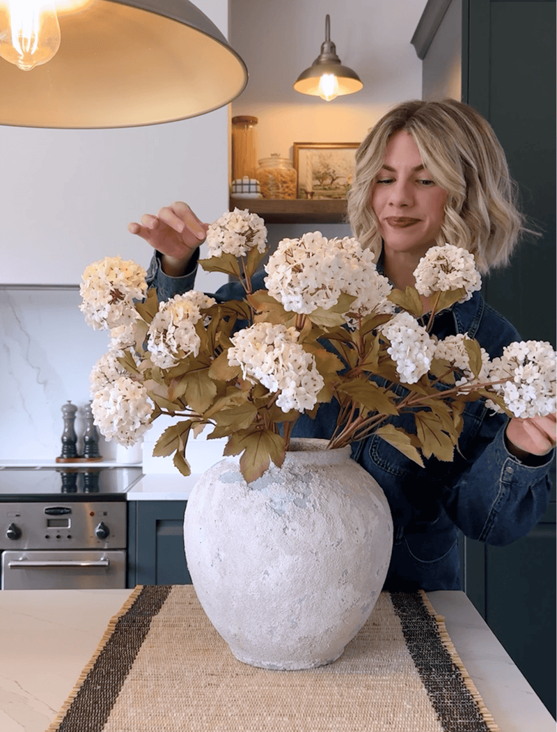 Faux Viburnum Bloem - Wit (7 stelen / 21 bloemhoofdjes)