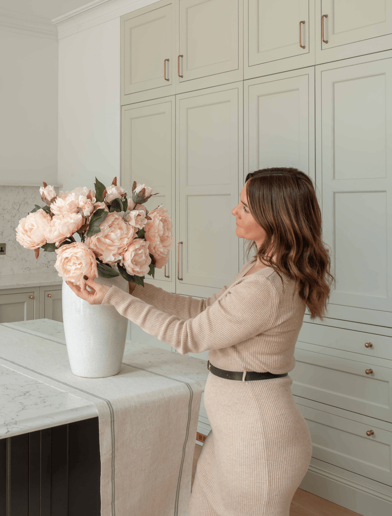 Kunstbloemenarrangement met pioenrozen - Blush (6 stelen)