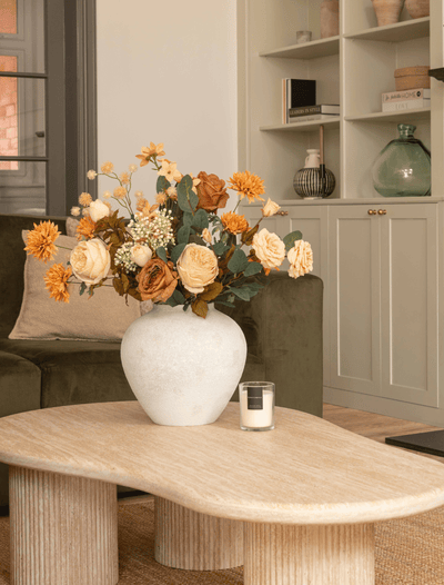 Faux Arrangement - Groene Eucalyptus & Oranje Bloem