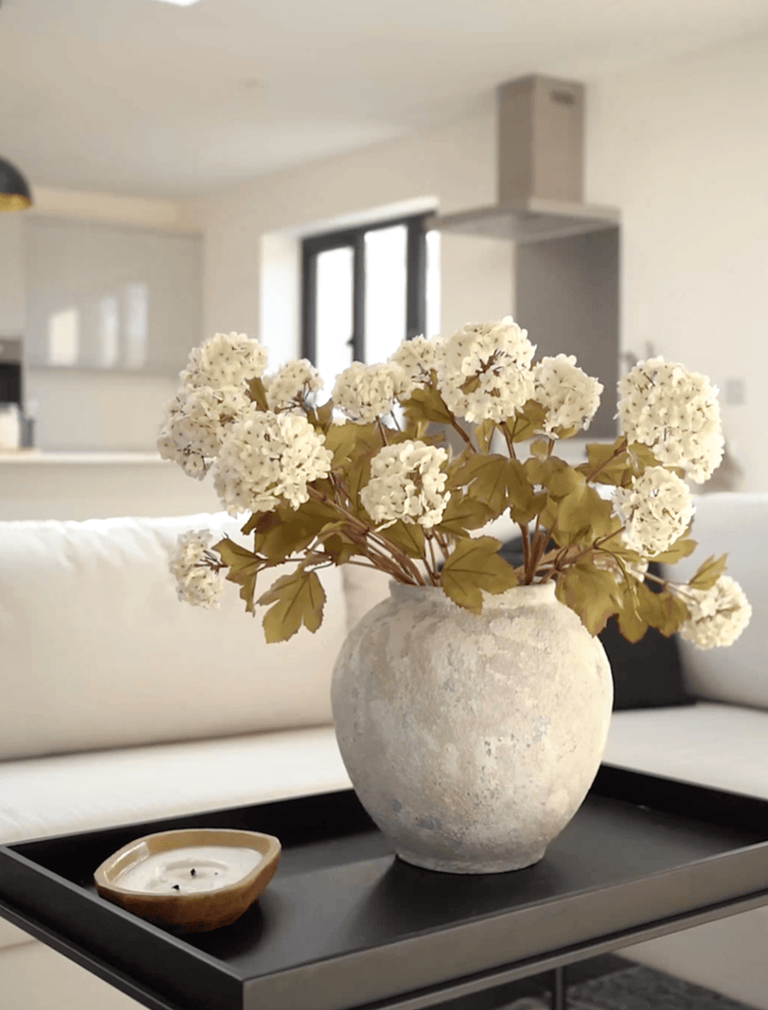 Faux Viburnum Bloem - Wit (7 stelen / 21 bloemhoofdjes)