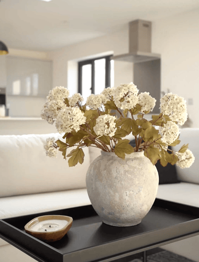 Faux Viburnum Bloem - Wit (7 stelen / 21 bloemhoofdjes)