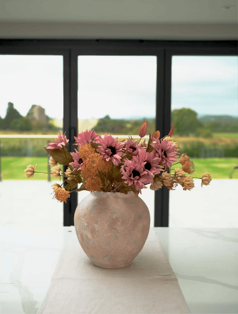 Faux herfst arrangement - Roze & beige