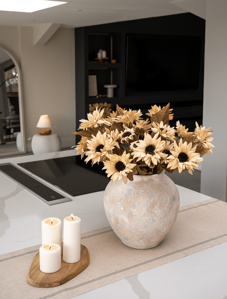 Faux herfst zonnebloem - Beige (3 stelen/21 zonnebloemen)