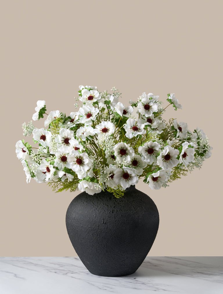 Nep klaproos arrangement - Wit (12 stelen / 60 klaprozen)