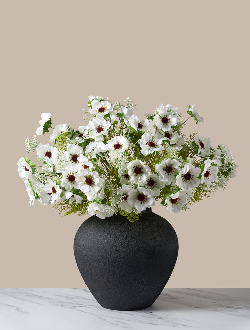 Nep klaproos arrangement - Wit (12 stelen / 60 klaprozen)