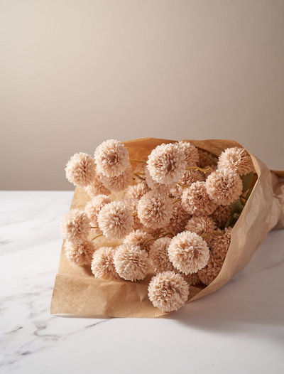 Faux Kiku bloem - Crème (10 stelen / 50 knoppen)