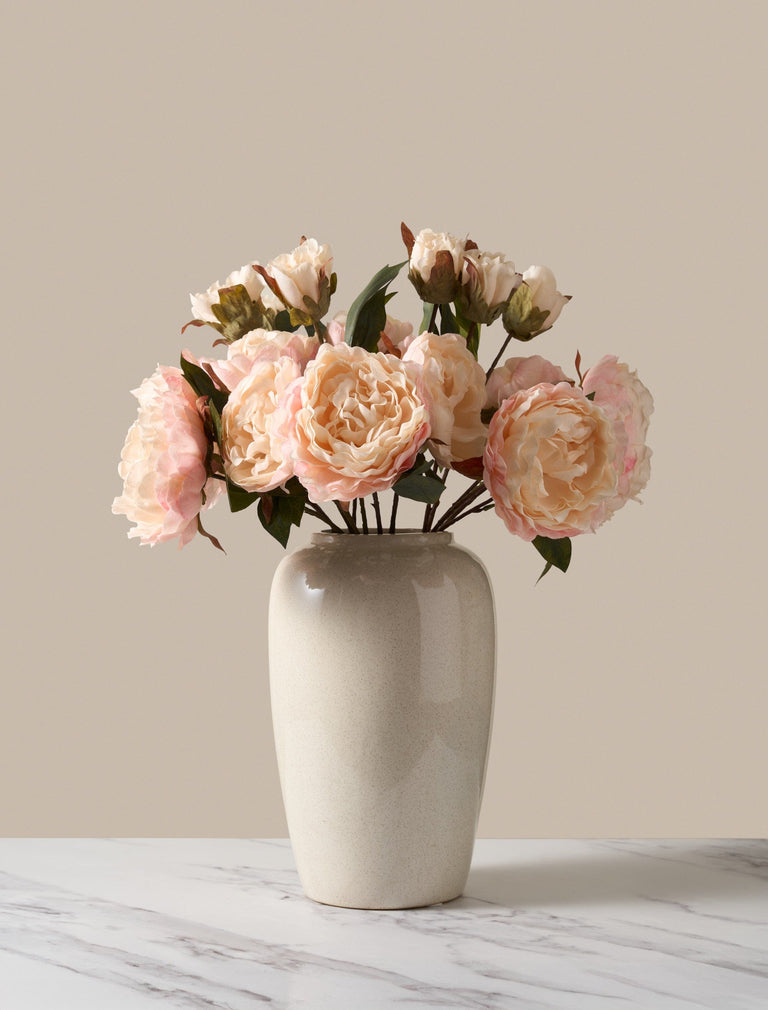 Kunstbloemenarrangement met pioenrozen - Blush (6 stelen)