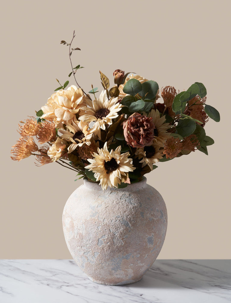 Faux herfst arrangement - groen en beige