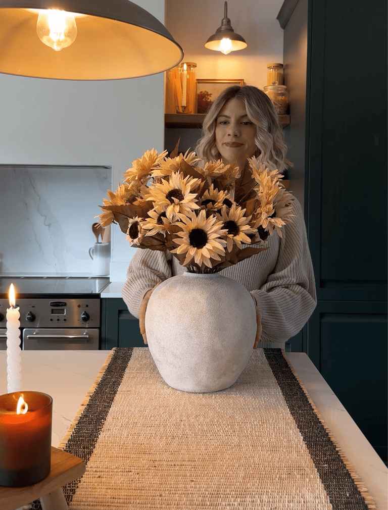 Faux herfst zonnebloem - Beige (3 stelen/21 zonnebloemen)