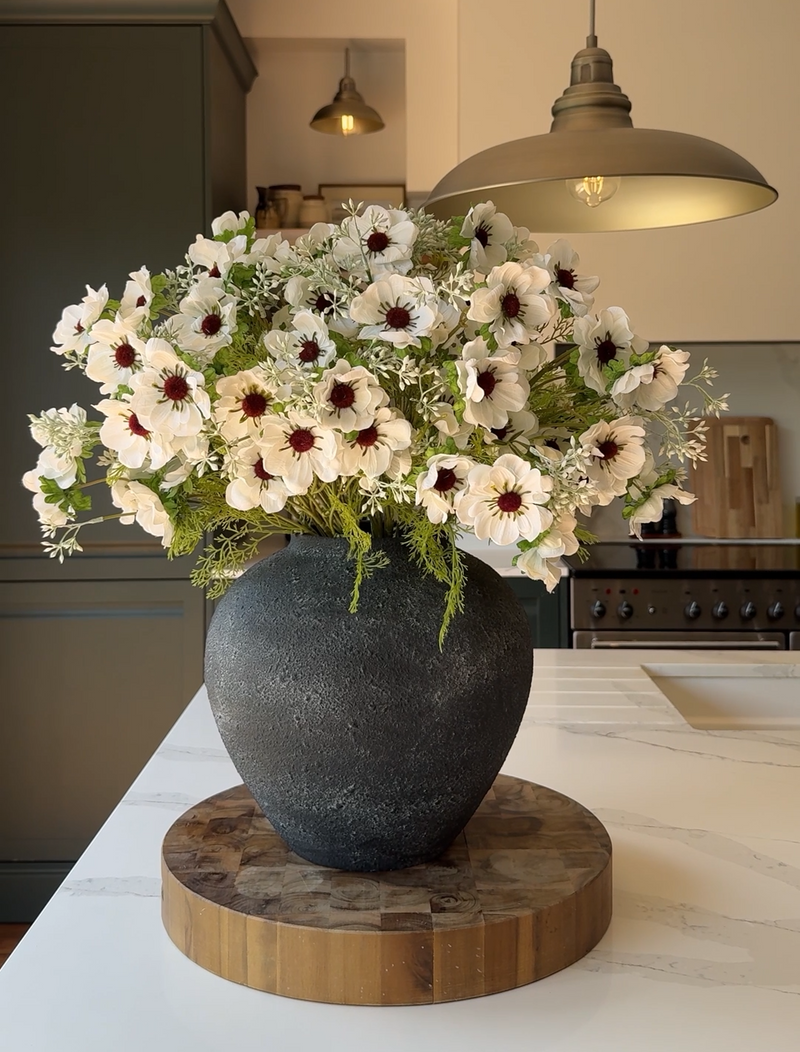 Nep klaproos arrangement - Wit (12 stelen / 60 klaprozen)