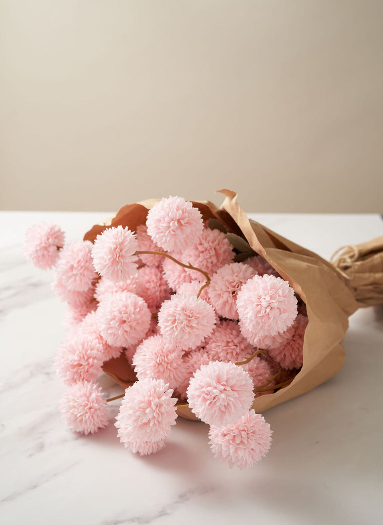 Faux Kiku bloem - Roze (10 stelen / 50 knoppen)